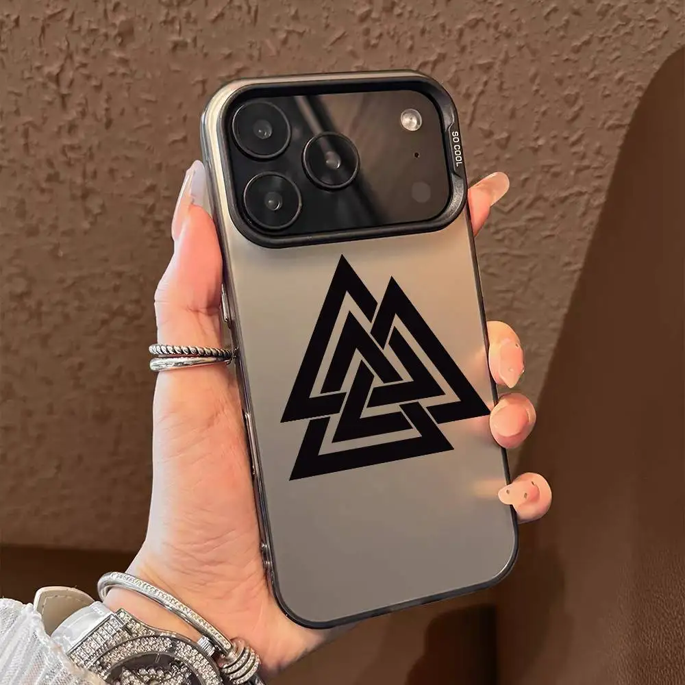 Viking Vegvisir Logo Design Phone Case - Black Purple Matte Laser Metallic Aurora Finish