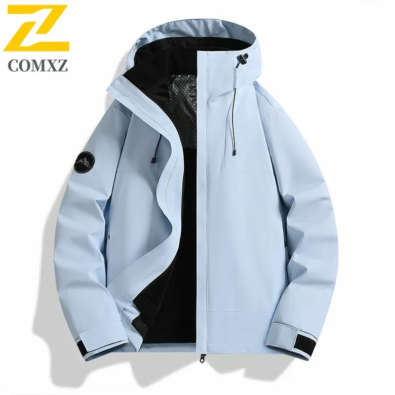 COMXZ Scratch Resistant Coat Lightweight Warm Hooded Outdoor Camping Work Chaqueta Hiking Windproof  Men's Windbreaker Jackets