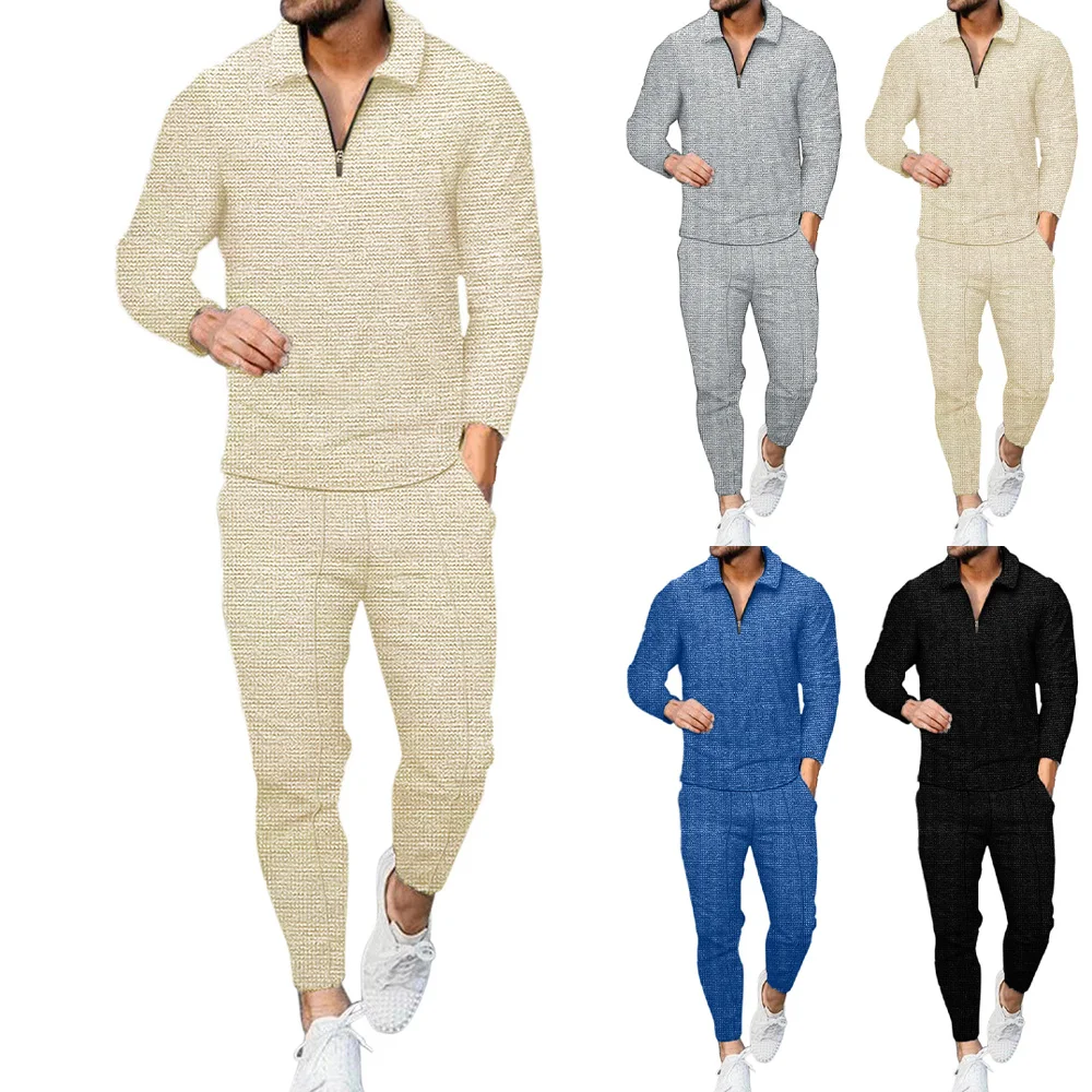 

Male Mens Suit Clothes Summer T-shirt Tops Pants Suits Tunic Set Walking Zip Baggy Shirt Beach Style Blouse Casual