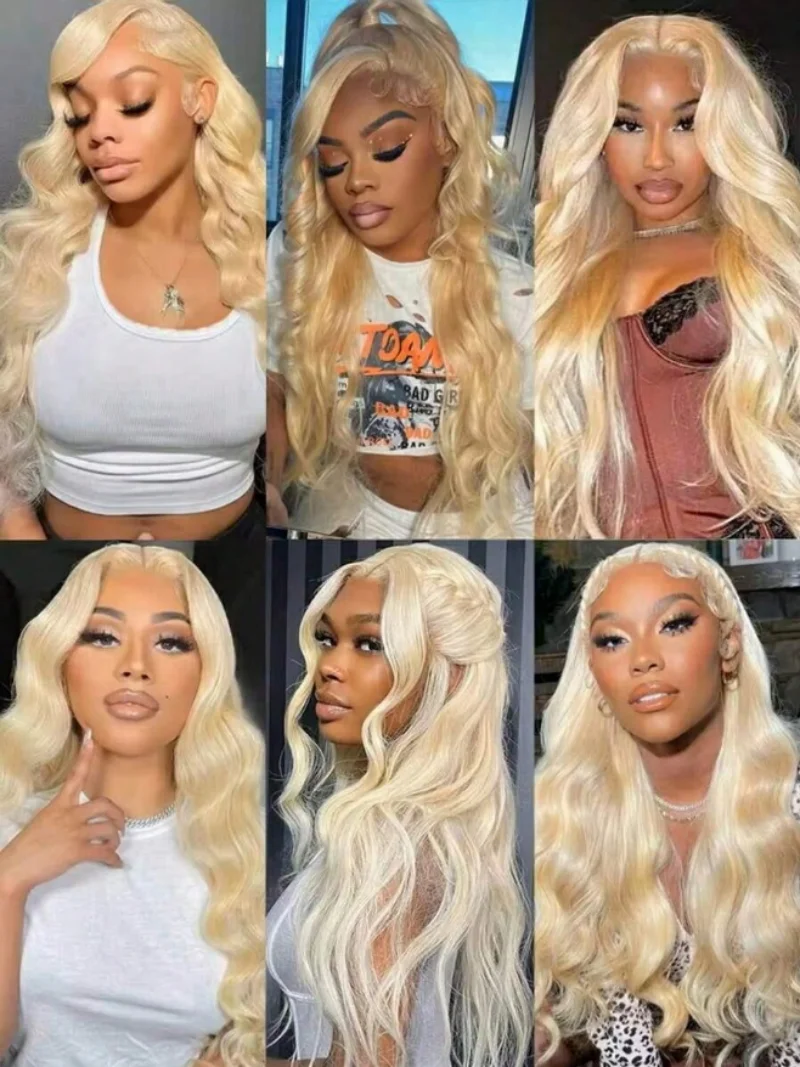 34 Inch 613 Honey Blonde Body Wave 200 Density 13x6 HD Lace Front Human Hair Wigs 13x4 HD Lace Frontal Wig for black women 6