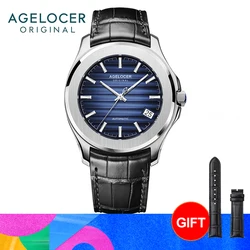 AGELOCER Original Baikal Watch Men's Big Calendar Business Formal Automatic Mechanical Watch Birthday Gift for Men
