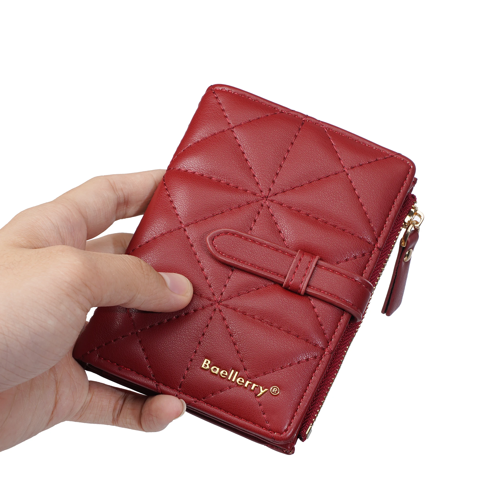 1Pcs/Baellerry Women's Thin Wallet, 8 Card Slots with Zippered Coin Pocket, Dual-Use Compact Wallet for Travel and Daily Use, Anti-Degaussing Wallet