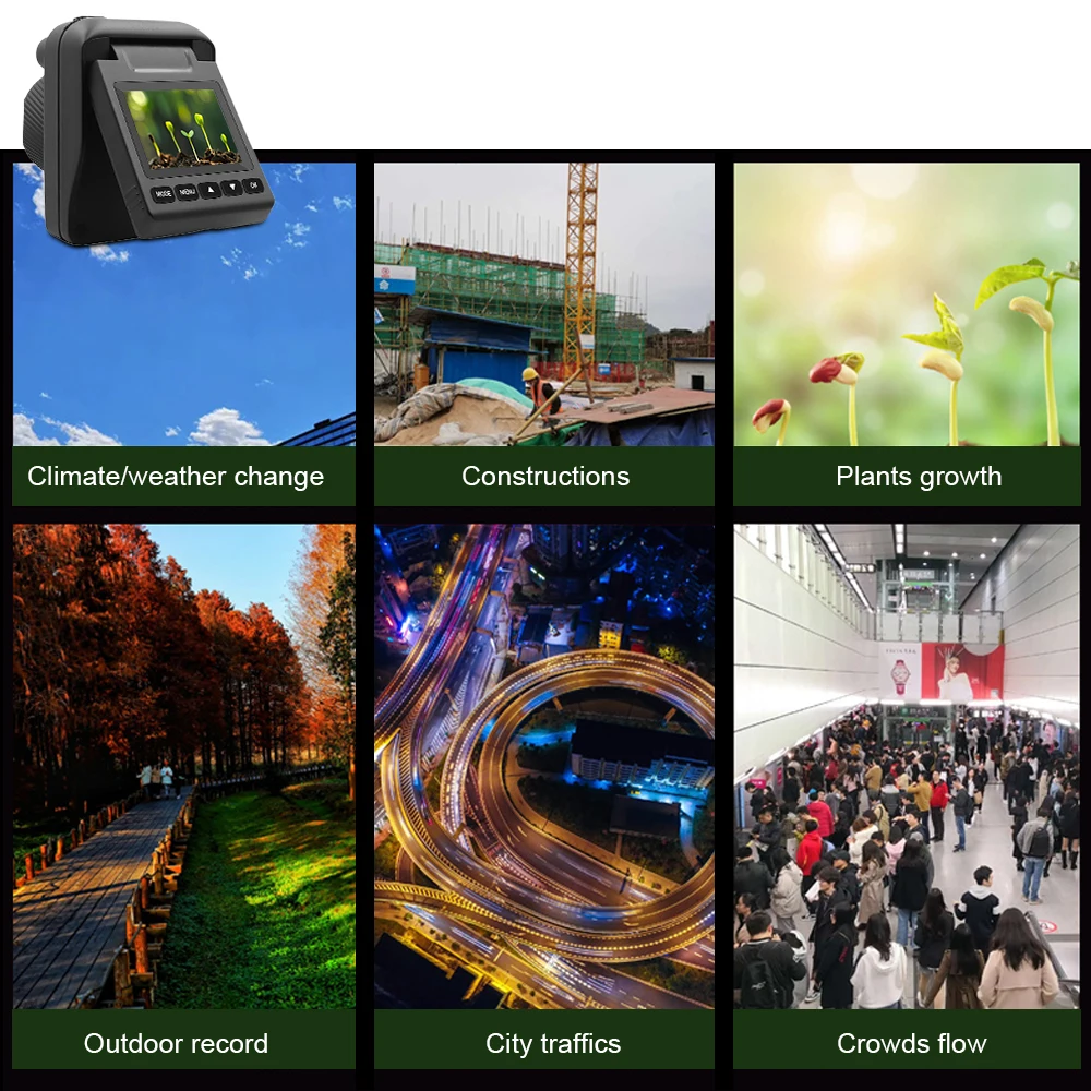 Trail Camera Outdoor Time Lapse Camera 32MP 4K Waterproof Timelapse Camera Recorder 90 Degree Rotating Screen 6 Months Battery Life