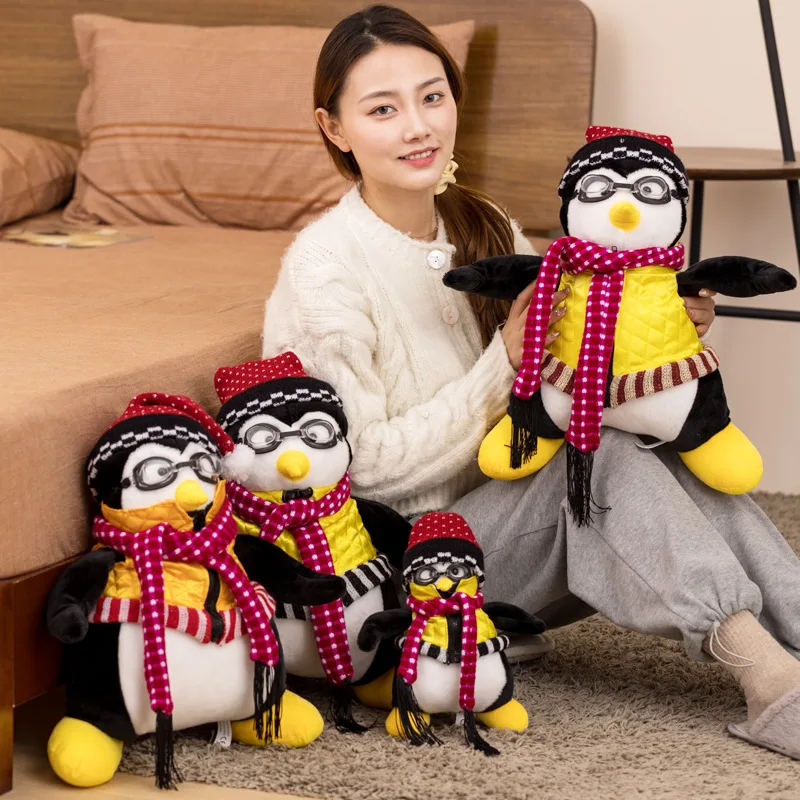 Tv Show Plush Toy 40cm Friends Related Rachel Joey's HUGSY Penguin Stuffed Doll with Scarf Vest Glasses