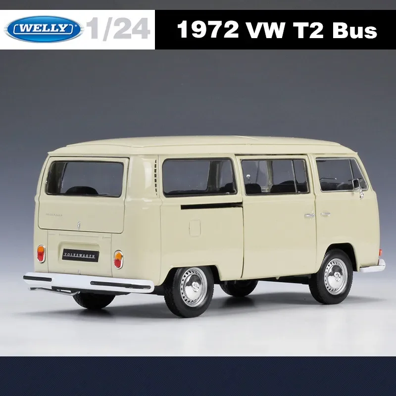 WELLY 1:24 1972 Volkswagen T2 Bus Alloy Car Model Diecasts Metal Toy Vehicles Bus Car Model High Simulation Collection Gift B575