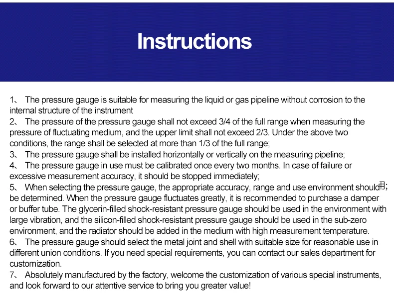 Stainless Steel Pressure Gauge Shock-resistant Radial Water Pressure 1.6Mpa Air