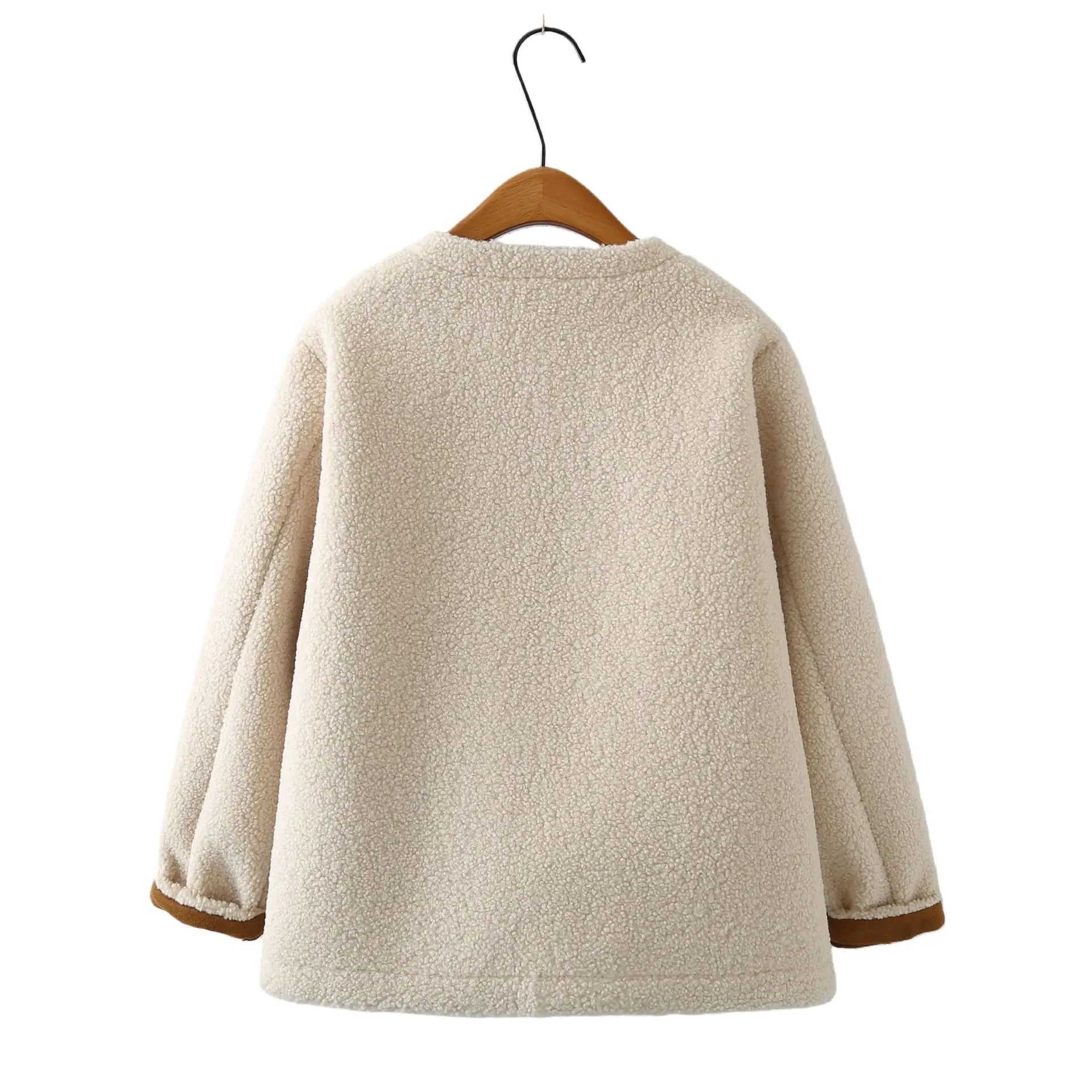 XXXXL Fashion Plus Size Women's Coat 2025 Winter New Simple Chic Style Fleece Warm Jacket Block Color Cuffs Outerwear 2589