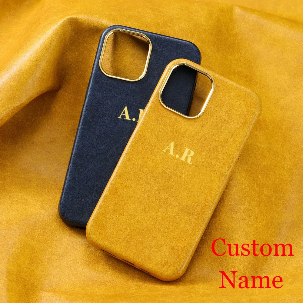 

Luxury Personalize Initial DIY Custom Name Leather Hard Case For iPhone 14 Plus 14 Pro Max 11 12 13 X S XR 7 8 Plus SE3 Cover