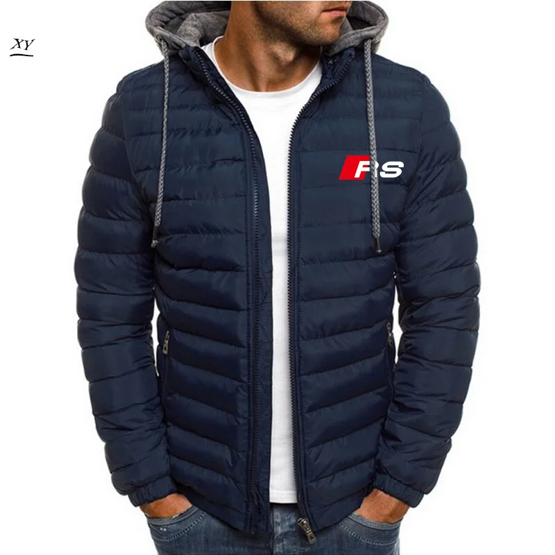 2024 new fashionable and versatile casual men's top Winter Logo Coats Warm Thick Jackets Hooded Overcoats Brand Clothing 4