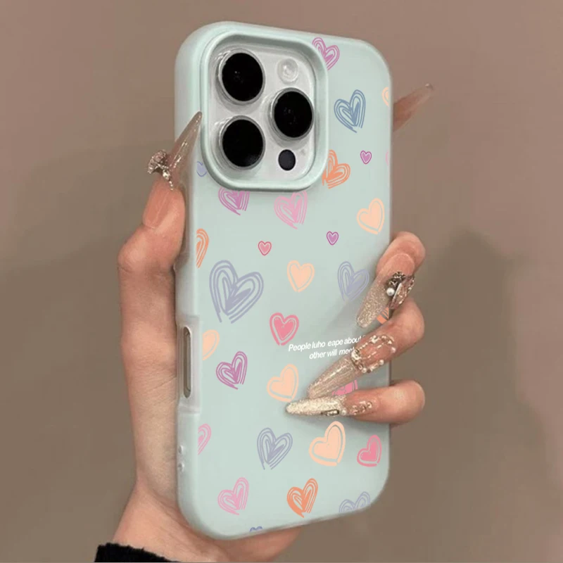 Charming Love Heart Candy Color Phone Case Cover