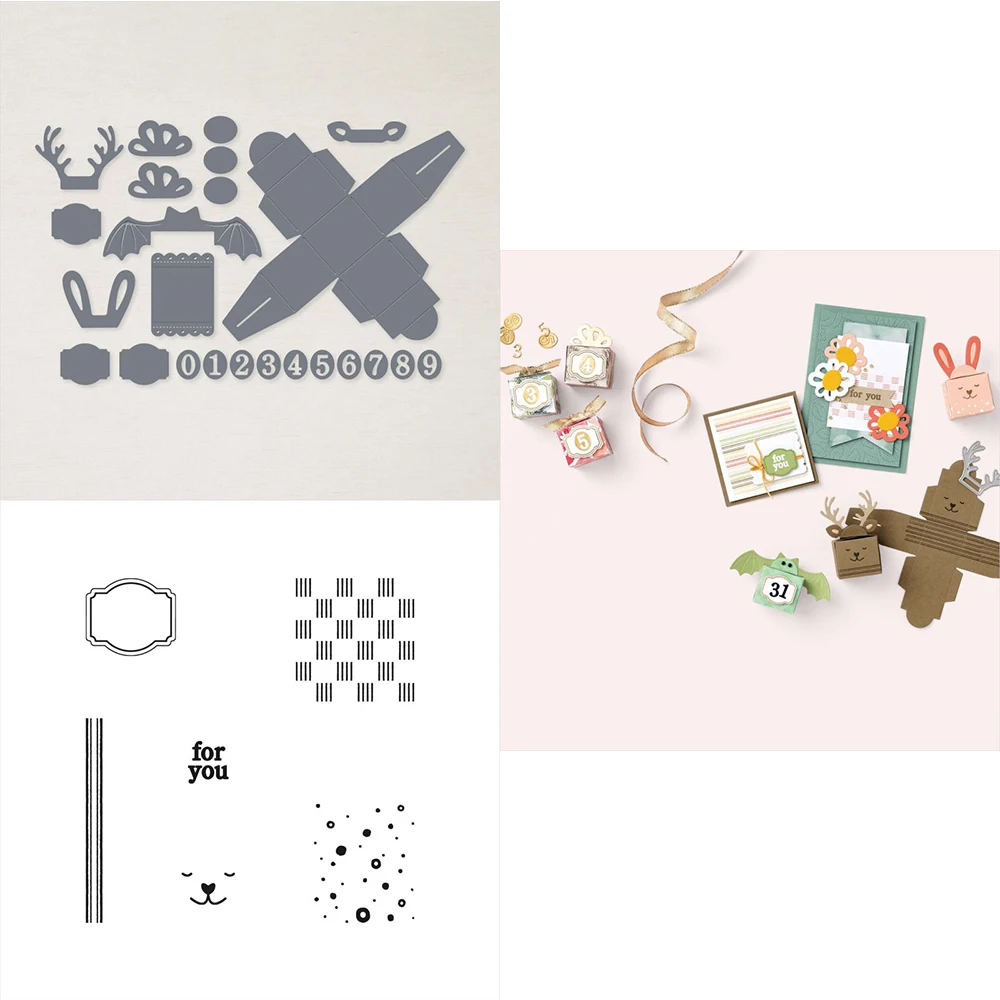 

3D Treat Box Cutting Dies and Clear Stamps Line Little Circle Geometry DIY Scrapbooking Paper Cards Craft 2022 New