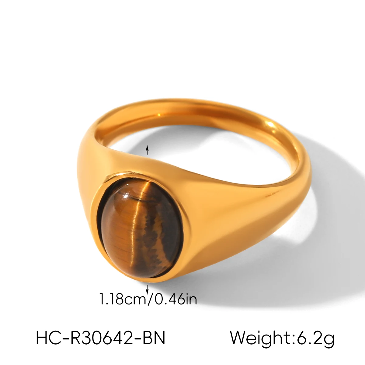 Vergoldetes Naturstein-Ringset für Damen, mehrfarbige Edelsteine, geometrisch, stapelbar, hypoallergen, Edelstahl, anlaufbeständig, Geschenk – Detail 7