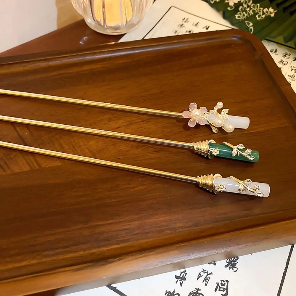 

Инструменты для прически, плетеные заколки с жемчугом и листьями, китайская вилка для волос, Корейская заколка для волос, Цветочные Палочки для волос, женские заколки Hanfu