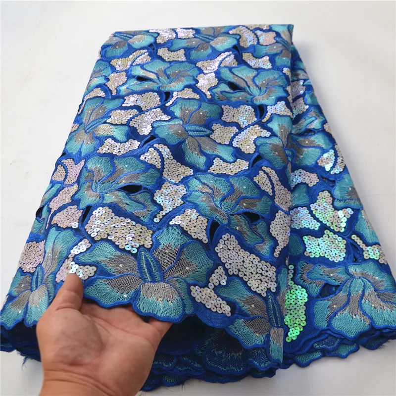 

5 Yards African French Lace Fabric High Quality Mesh Lace Fabric With Sequin Embroidery Bead For Wedding Part PS072404