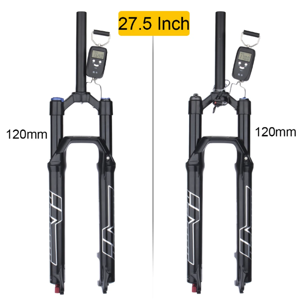 Bolany Bicycle Air Fork 27.5/29 Inch Mtb Bike Air Suspension Fork 120/140mm Travel 34mm Straight Tube Magnesium Alloy Bike Fork