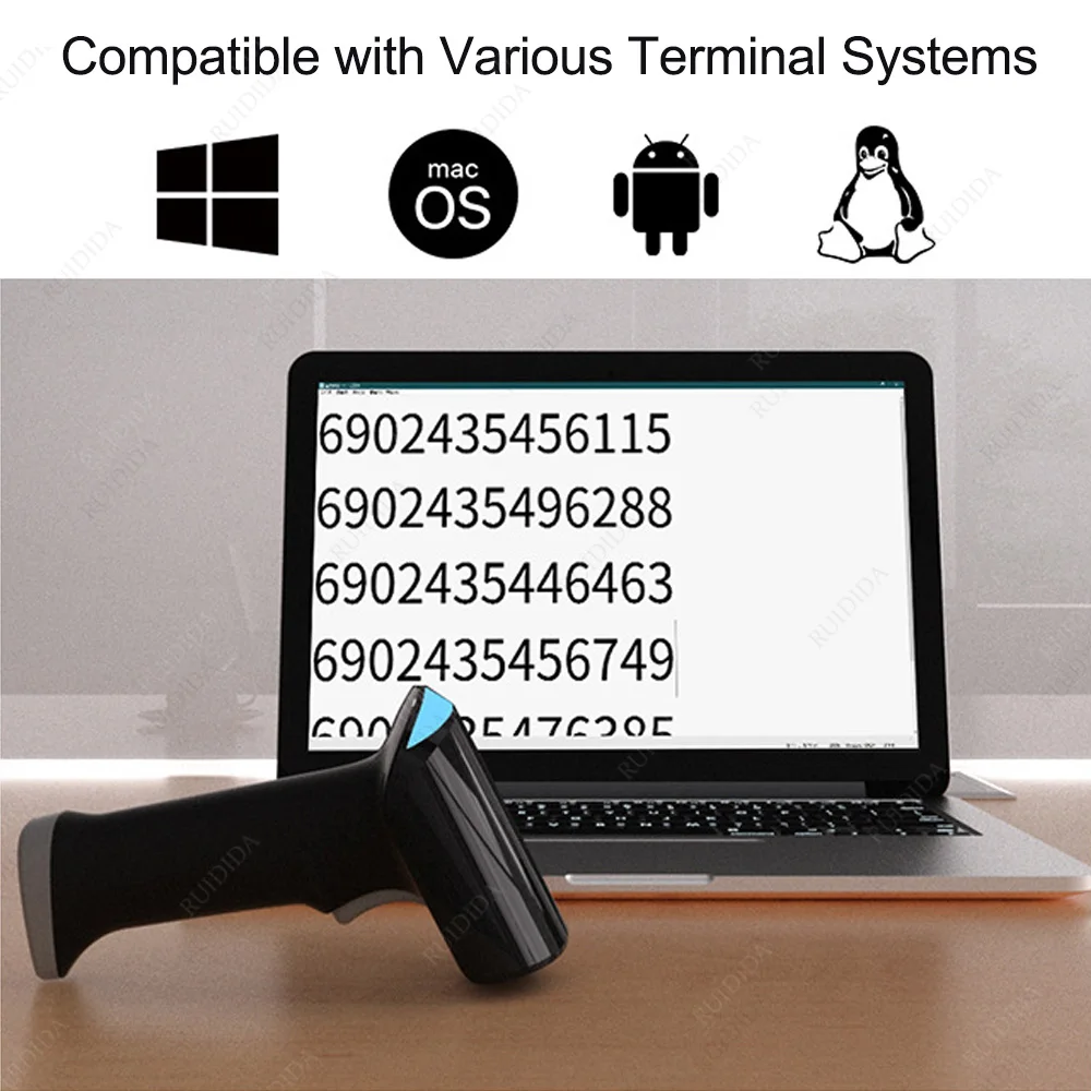 Barcode Scanner Wired Barcode 2D Scanner Wireless Barcode Scanner Bluetooth Code Reader 2D Handheld Reader QR Code PDF417