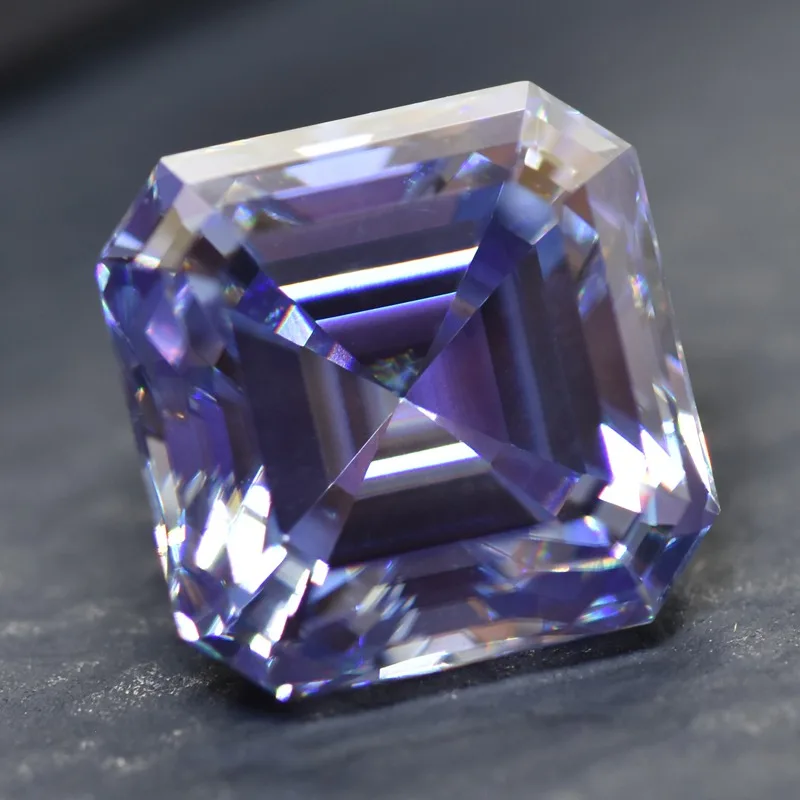 Moissanite Stone Lavender Color Asscher Cut Loose Gemstone Lab Grown Moissanite GRA Certificated Advanced Jewelry Material