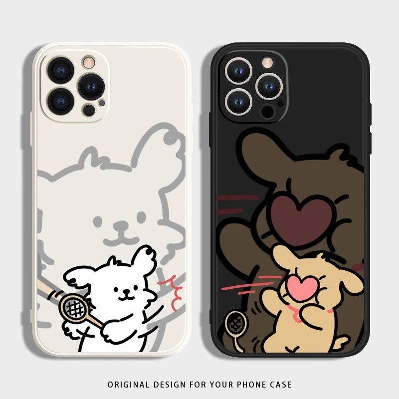 Cute Cartoon Dog Phone Case For Lovers Couples Fit for iPhone 11 12 13 14 15 16 Pro Max XR X XS 8 7 Plus Mini SE 2020 2022