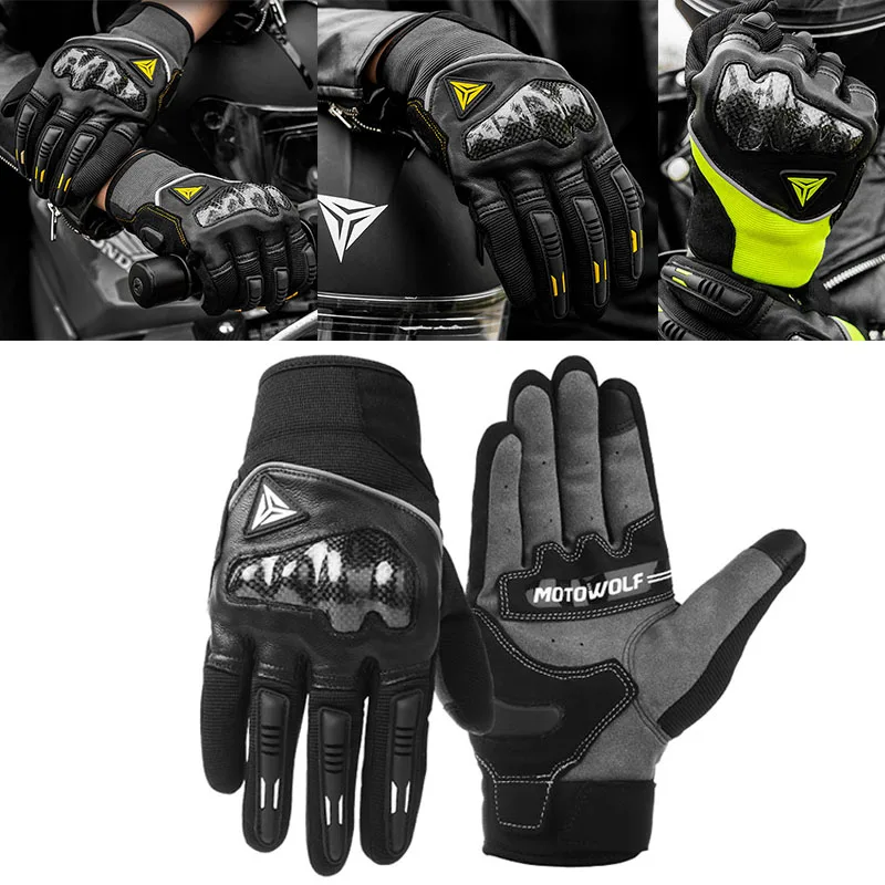 

Leather Gloves Motorcycle Gloves Summer Breathable Gloves Riding Touch Operation Fist Joint Protect Guantes Moto Luva Gloves