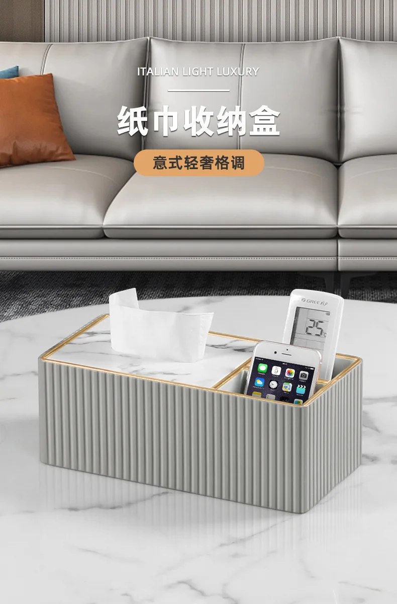 Description Picture 3 of itemLuxury Fashion Tissue Box Napkin Holder Hotel Restaurant Home Decorative Leather Tissue Box Napkin Pu Leather Marble Tissue Box