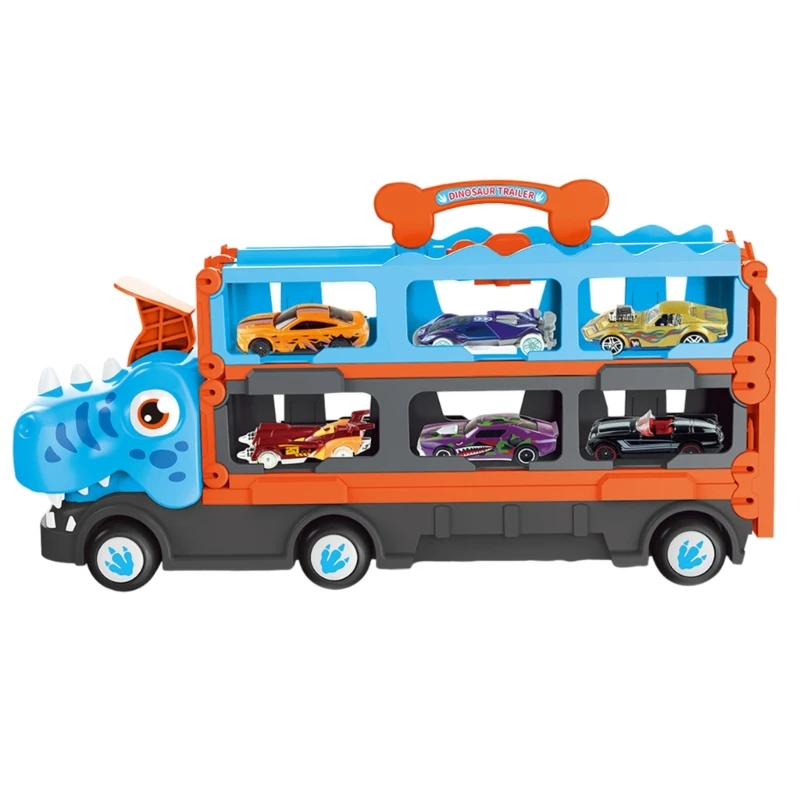 

Cartoon Dinosaur Transport Truck Toy Children Interactive Educational Infant Pushing Vehicles Toy with Extensible Track