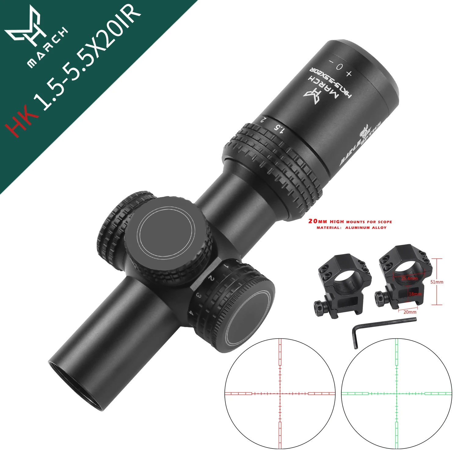 March Optics 1.5-5.5x20ショートスコープ March Optics 1.5-5.5x20ショートスコープ