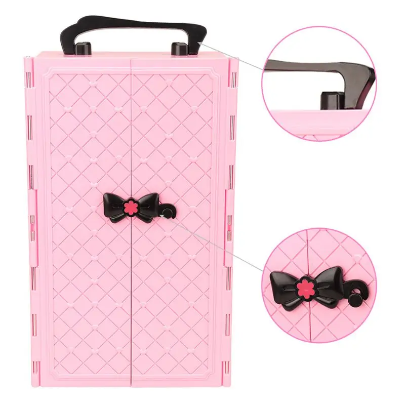 Doll Wardrobe Closet Kids Toys Miniature Dollhouse Accessories Dolly Furniture For Barbie DIY Children Game Christmas Present 6