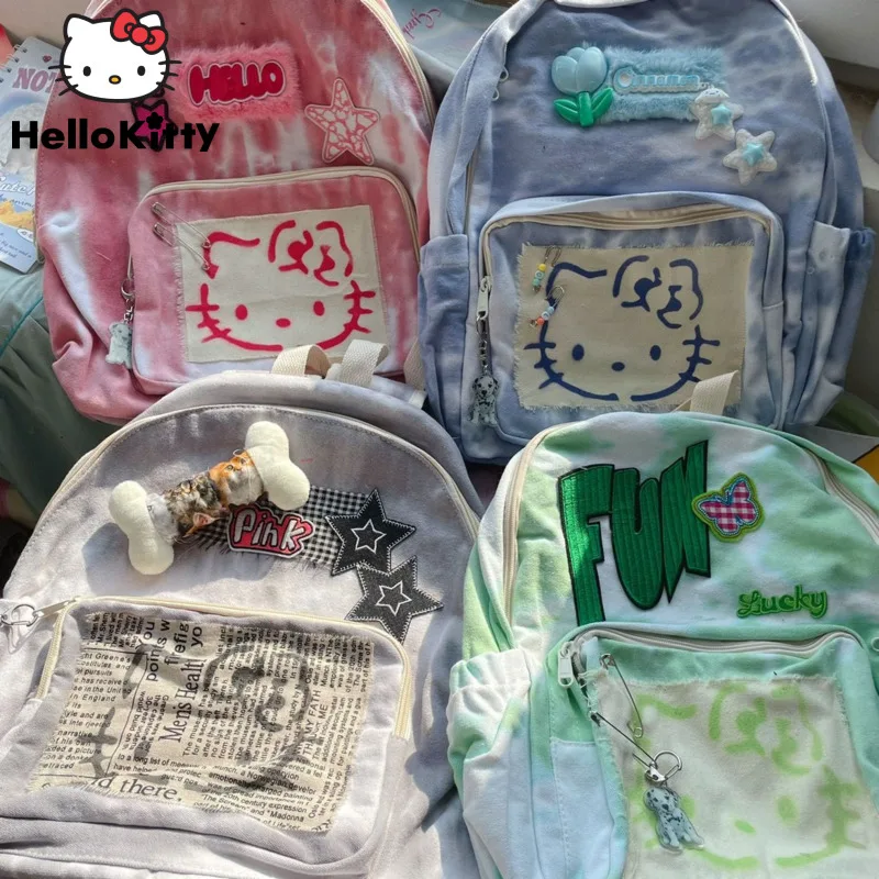 Sanrio Hello Kitty Grunge Trend Feminina Backpacks Y2k Goth Fashion
