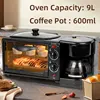 3 in 1 Multi-Functional Breakfast Maker,9L Capacity Oven,600mL Coffee Machine,Non Stick Coating Pan,Household Kitchen Appliances 3