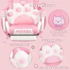 Pink Gaming Chair Cute with Cat Ears and Cat Paw Lumbar Cushion, Ergonomic Computer Chair for Girl with Footrest and Headrest, 4
