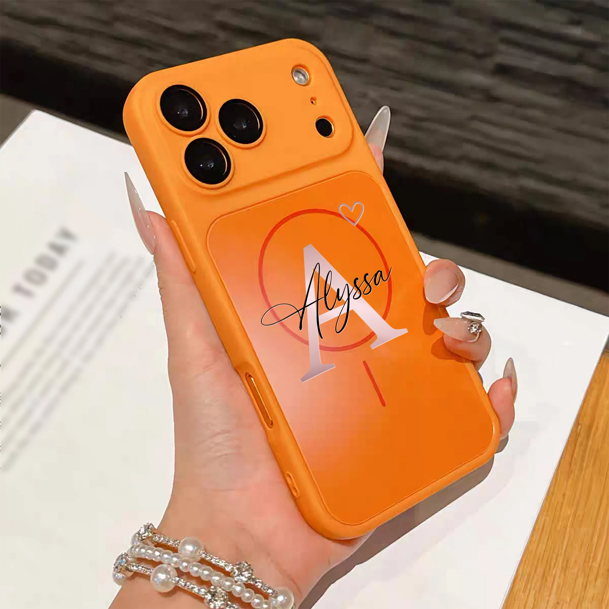 Personalized Custom Name Big Letter with Heart Luxury Phone Case thumbnail 6