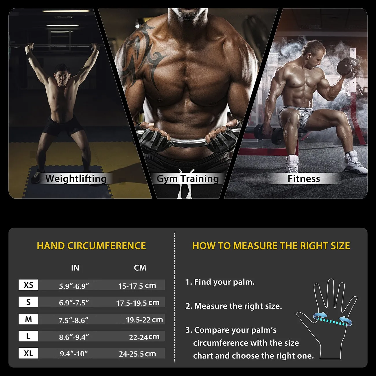 Professional Half Full Finger Fitness Gloves Men with Wrist Support Gym Exercise Powerlifting Pull Up Protector