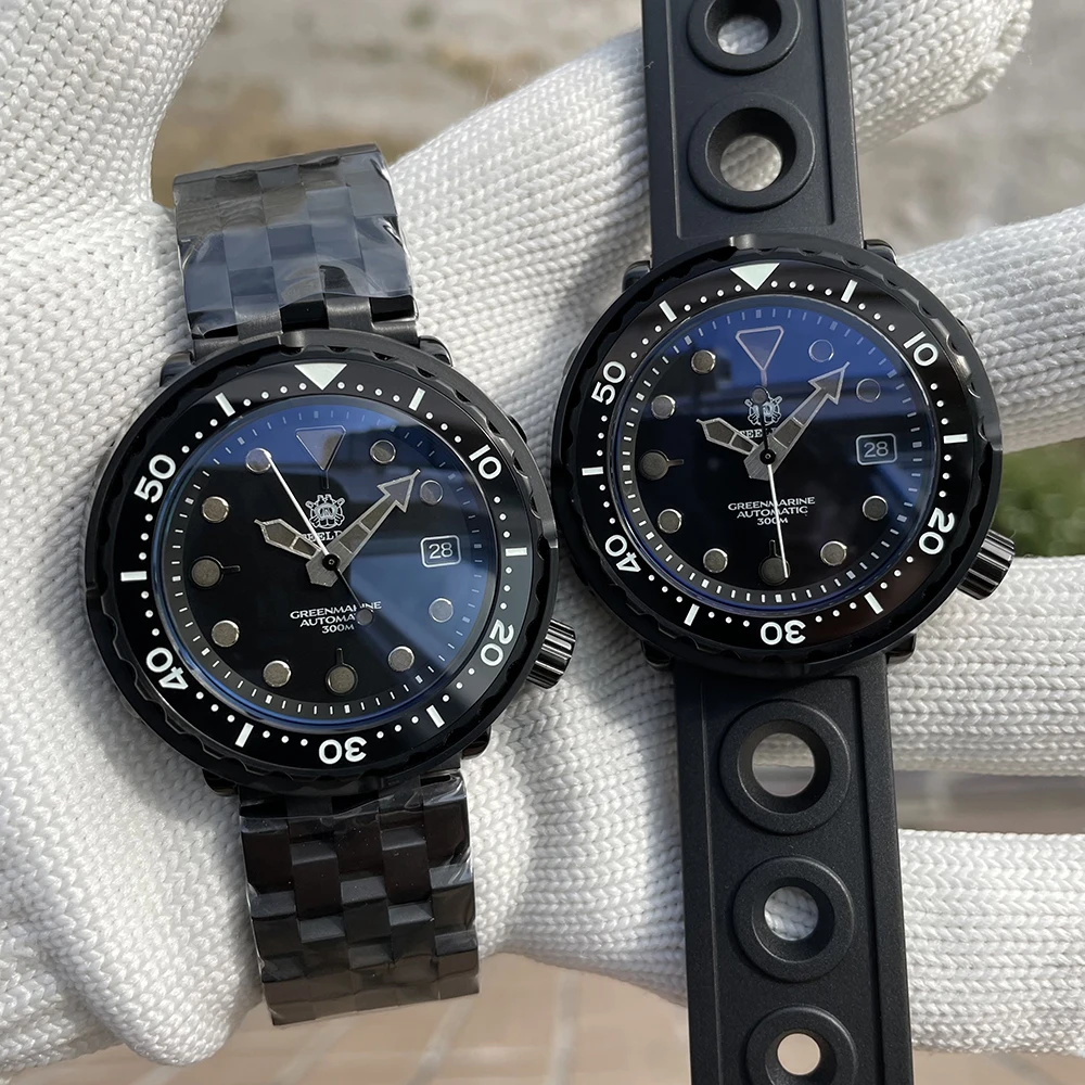 Steeldive 47.5MM SD1975XT 30ATM WaterProof Black PVD Seashepherd Tuna Can Dive Watch Sapphire Crystal NH35 Automatic Dive Watch