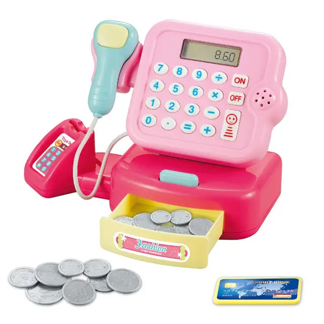 Children Cash Register Toys For Boys Girls Supermarket Cashier Calculation Analog Scanner Play House Toys 5