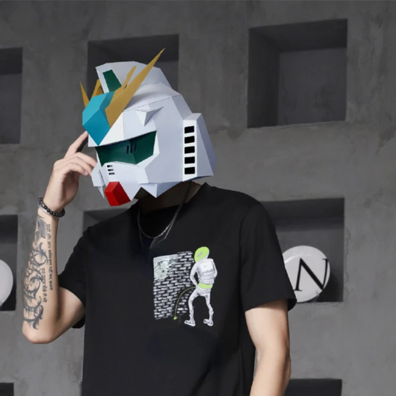Description Picture 6 of item3D Paper Mold Gundam Robot Head Mask Headgear Animal Model Halloween Cosplay Props Woman Men Party Role Play DIY Craft Masks