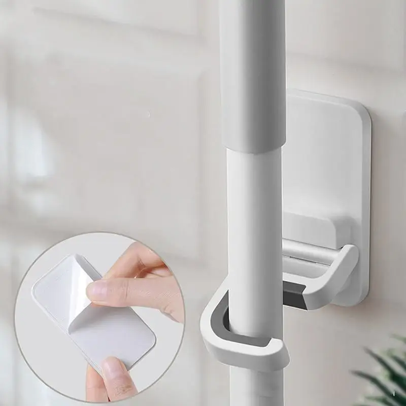 Mop Holder Wall Mounted Organizer Mop Organizer Holder Self Adhesive Broom Hanger Gripper Garage Bathroom Home
