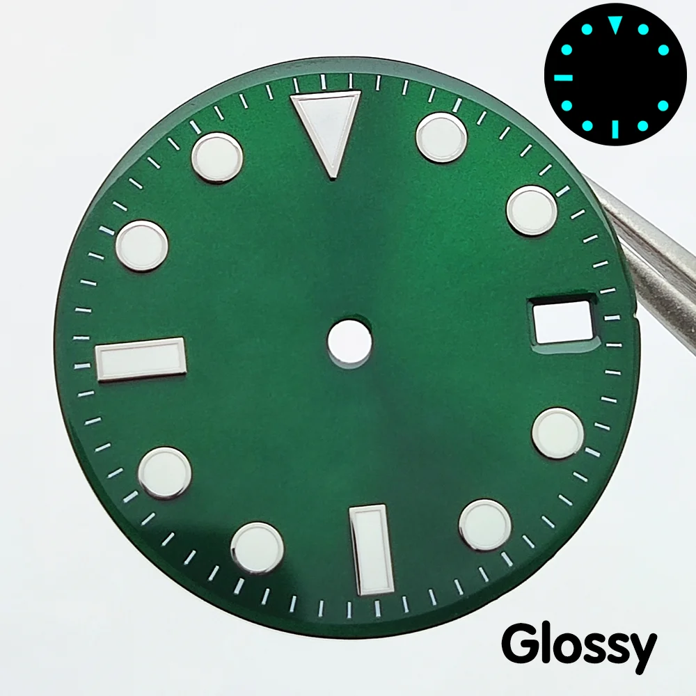 NH35 dial 28.5mm dial frosted/glossy watch for NH35/NH36 movement watch replacement parts blue/green luminous dials