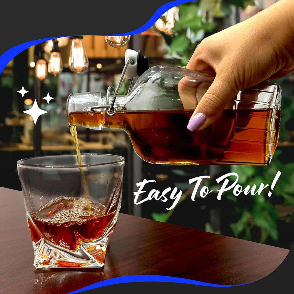 8.5Oz Glass Flask for Liquor Flip Top Glass Bottle Set For Vanilla Extract Bottles,Mini Liquor Swing Top Bottles,Syrup Bottles