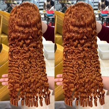 Parrucca di capelli umani ricci birmani con punte a spirale 13x4 HD trasparente, parrucche di capelli umani colorate per donne, 100% Remy in offerta