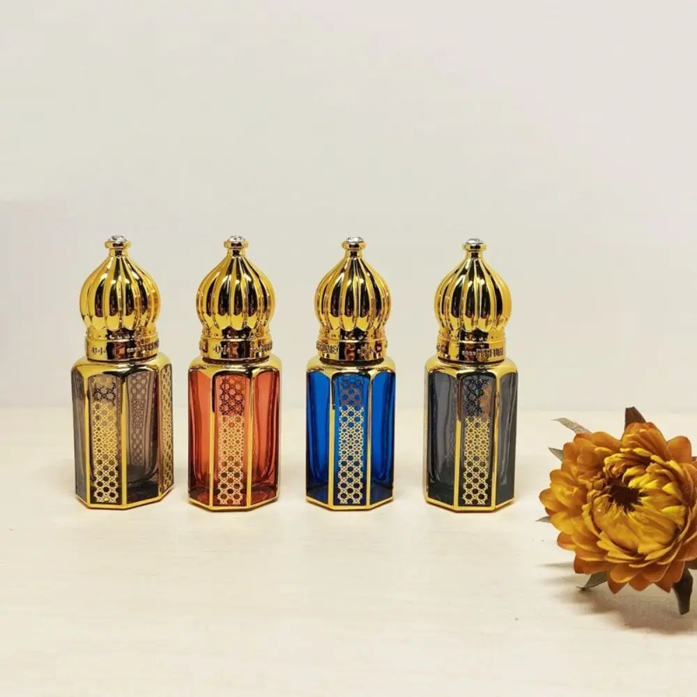 Perfume Bottle 6ml Oil Glass Roller Ball Bottles Gold Luxury Electroplating Carve Vials For Travel Gifts