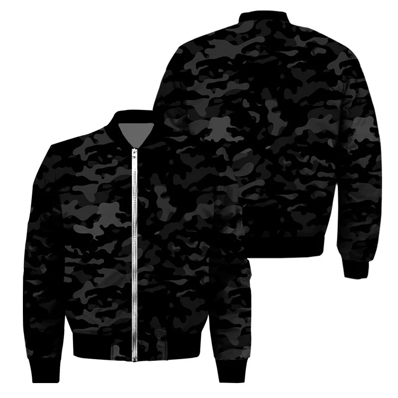 thumbnail image 1 of Chaqueta con cremallera y estampado de camuflaje para hombre, chaqueta clásica con estampado 3D de manga larga, informal, de gran tamaño, para primavera y otoño, 1 of 5