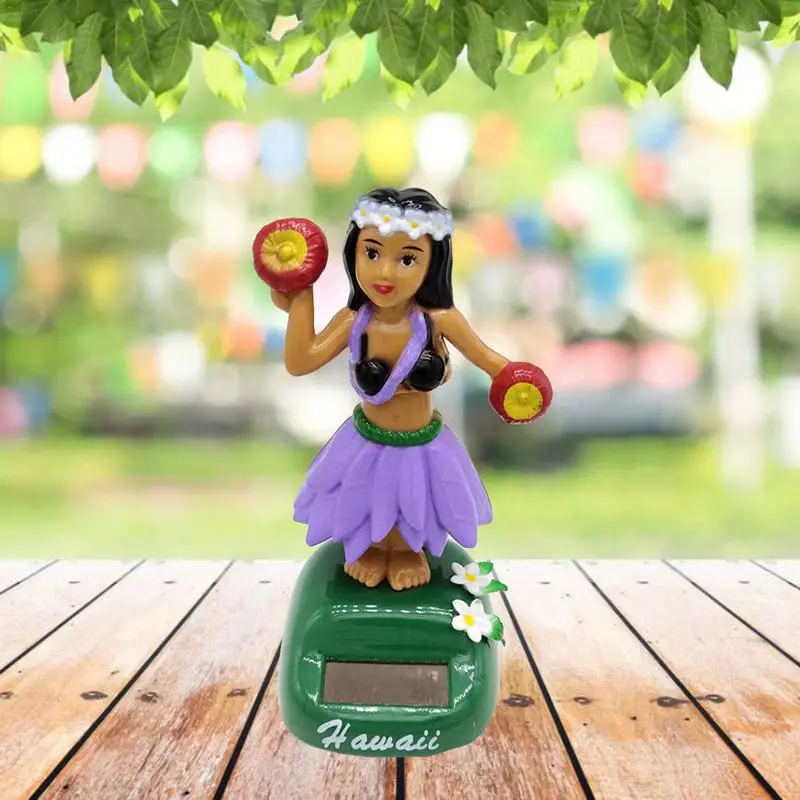 Car Dashboard Decorations Solar Dancing Figure Toy Hawaiian Shaking Head Dancer Girl Dashboard Hawaii Dancing Girl Decorations 2