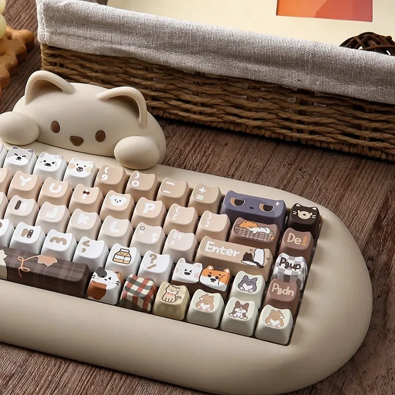 

140Key шапочка для ключей с изображением кота собаки Мао, милые Мультяшные животные Pbt, белая, хаки Шахматная клавиатура, 6.25U/7U/2.25U/2.75U для самодельных ключей с изображением головы кота