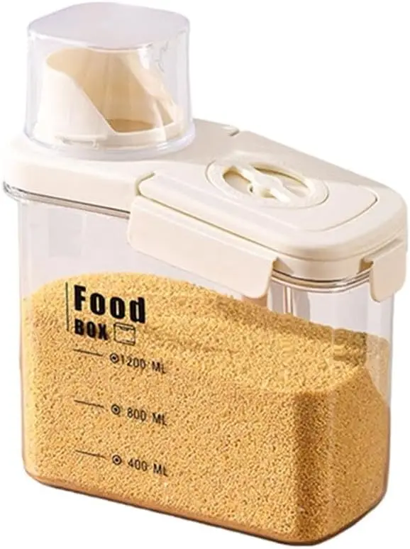Rice Container Airtight Dry Food Containers Kitchen Plastic Airtight Container Clear Food with Design for Oatmeal G