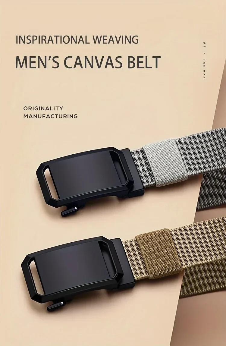 2026 Neuer Automatischer Schnallengürtel, Canvas Taktischer Arbeitsgürtel, Lässiger Outdoor-Militär-Trainingsgürtel für Herren, Übungsgürtel – Detail 1