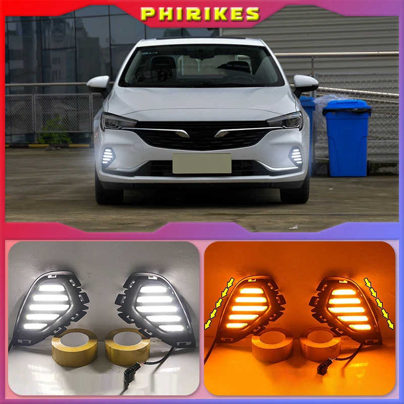 

2Pcs For Buick Verano 2020 Led Daytime Running Light White Driving Yellow Turn signal Light Blue Night Fog Lamp
