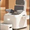 Simple Dual-Purpose Toilet Chair, Portable Indoor Commode, Backrest Elderly Seat, Disabled Pregnancy Bathroom Aid 2