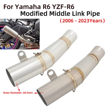 Slip On For Yamaha YZF R6 YZF-6R 2006 - 2023 Motorcycle Exhaust Escape System Moto Modify Middle Link Pipe Connect 60mm Muffler