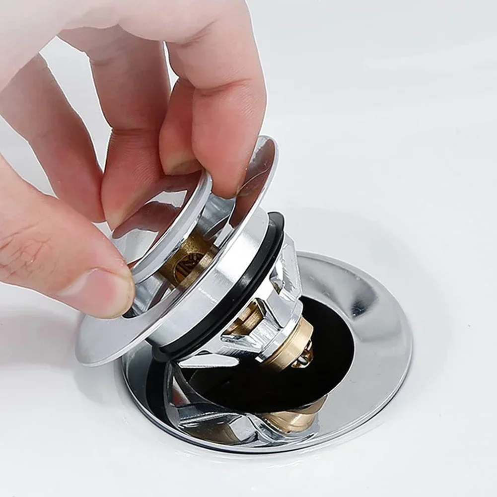 38mm Brass Sink Basin Waste Plug Cap 1 Pcs Easy Pop-Up Click Clack Chrome Sink Plug Kitchen Bathroom Replacement Accessories