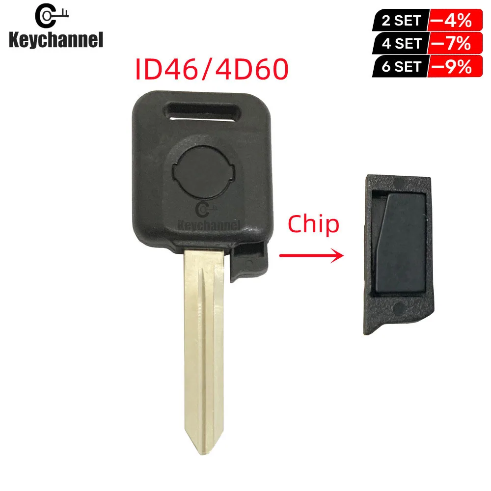 Keychannel Car Key Shell Transponder Key Case With Uncut NSN14 Key Blade ID46 4D60 Chip for Nissan Tiida Sentra Juke Altima remotekey 315lp with id46 chip pcf7953 cas1 4 button for bmw 7 series e65 e66 lx 8766 s remote key fob hu92 uncut